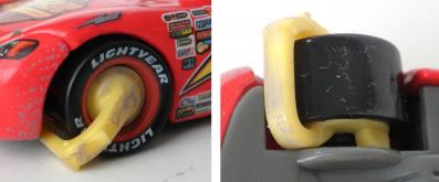 Mattel : Race O Rama - Jaune N°073 - Flash McQueen avec sabot (Pixar)