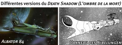Comparaison entre la version du Death Shadow d'Albator 84 et celui de L'anneau des Nibelungen (commandé par Great Harlock le père d'Albator)