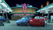 Sally Carrera dans le court métrage Martin et la lumière fantôme (Cars - Pixar)