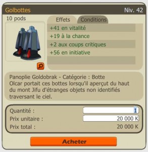 Golbottes du jeu Dofus sont une copie des pieds de Goldorak