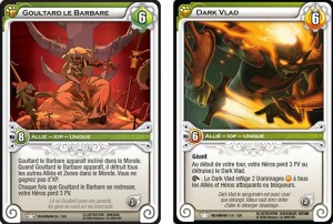 Cartes de Goultard et Dark Vlad tirées du jeu Wakfu TCG