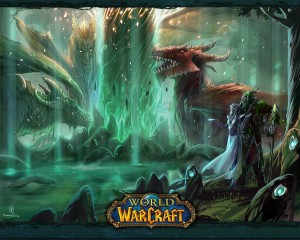 Tyrande et Malfurion devant Nordrassil recevant le don des vols draconiques