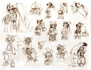 Croquis de recherche sur Yugo (Page 114 du Tome 1 de l'art book de Wakfu)