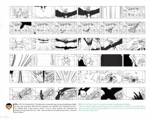 Extrait de story board de l'attaque du Corbeau Noir (Page 14 du Tome 2 de l'Art Book de Wakfu)