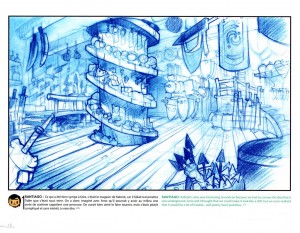 Croquis de recherche du magasin de Kabrok (Page 18 du Tome 2 de l'Art Book de Wakfu)