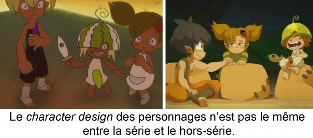 Le character design des personnages n’est pas le même  entre la série et le hors-série. (Wakfu)