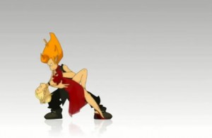 La danse entre Tristepin et Evangelyne est très sensuelle (Wakfu)