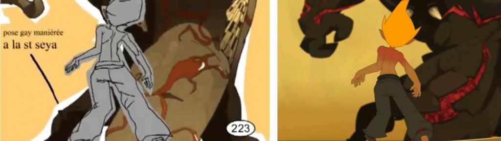 Dans l'animatique un texte précise que la pose de Tristepin est calquée sur celle des Chevaliers du Zodiaque (Wakfu)