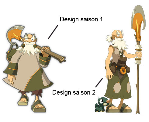 Comparaison de design de Ruel Stroud entre la saison 1 et 2 de Wakfu