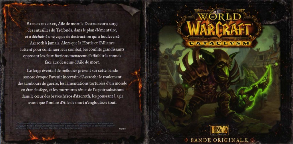 couverture du livret de l'OST du jeu Cataclysm (World of Warcraft)