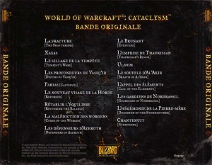 Dos de la boîte de l'OST du jeu Cataclysm (World of Warcraft)