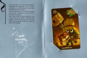 Le packaging de la carte de loterie Dofus est lui aussi travaillé pour la mettre en valeur