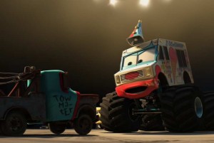 Martin affronte un monster truck appelé Le Congélateur (Cars - Pixar)