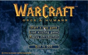 Voici l'écran d'accueil de Warcraft 1 : simple mais efficace