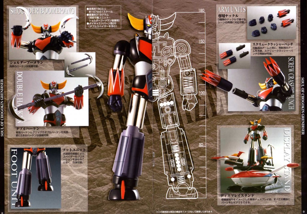 Page 8 et 9 de la notice de Goldorak Soul of Chogokin GX-04S