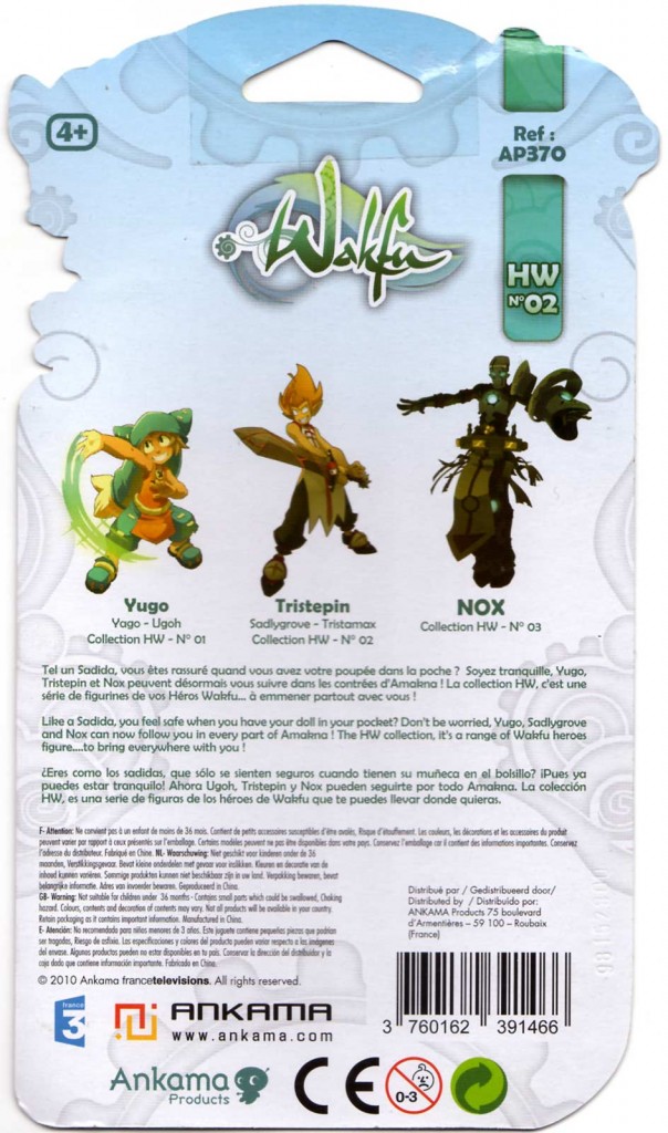 Dos du packaging de la figurine HW N°2 de Tristepin (Wakfu)