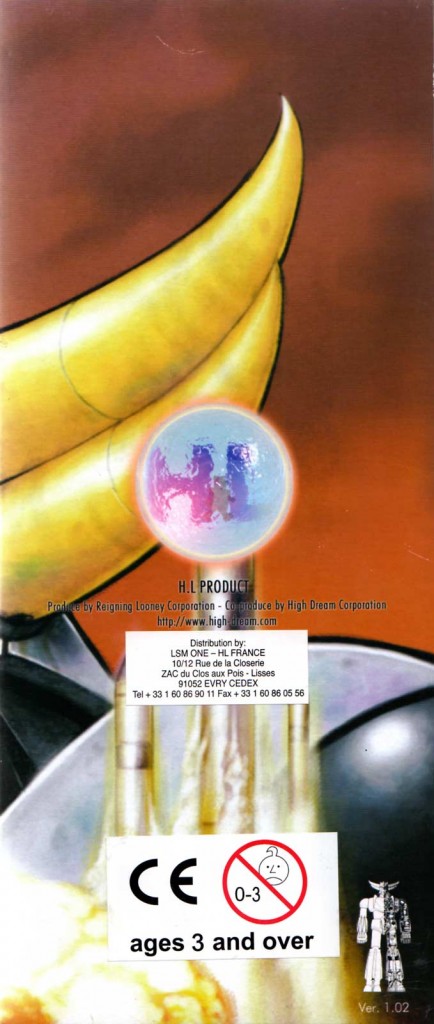 dos du Packaging du Goldorak UFO Robot (High Dream)