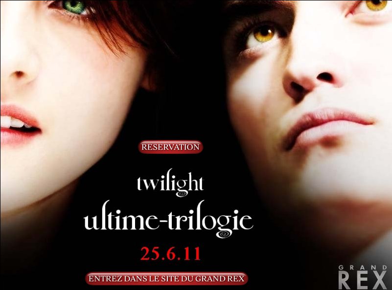 Image d'annonce de la diffusion des trois premiers Twilight au Grand Rex le samedi 25 Juin