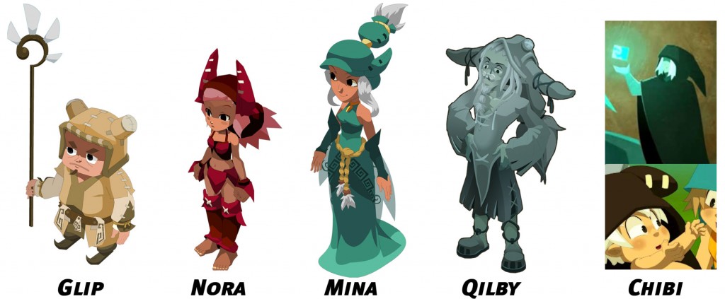 Glip, Nora, Qilby, Mina et Chibi sont aussi présents dans le jeu Islands of Wakfu