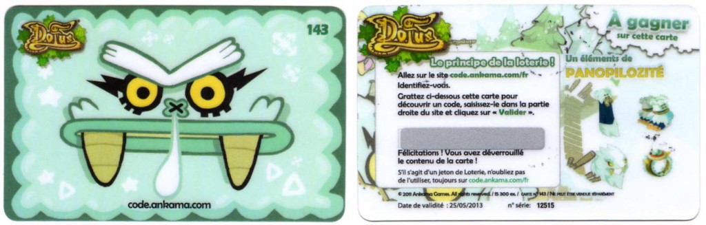 Carte de loterie Dofus 143 (fournie avec le tome 15 de Dofus)