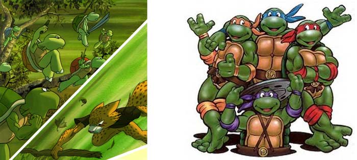 Les tortues qu'affronte Léopardo sont une parodie des Tortues Ninja (Pandala - Dofus)