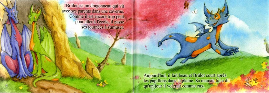 Brûlot le dragonneau cueille des fleurs