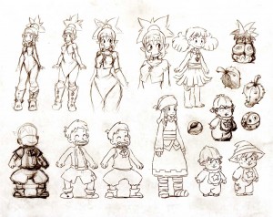 Croquis de recherche sur la famille de Nox (Art book Wakfu Tome 6)