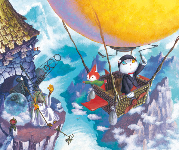 Illustration du livre pour enfants Shiro et les flammes d’arc-en-ciel ( Yukio ABE 2004 • BUNKEIDO Co., Ltd )