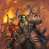 Orc aidant un troll sur un champ de bataille (Warcraft)
