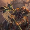 Thrall donnant à Garrosh l'arme de son père (Warcraft)