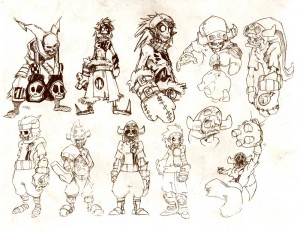 Croquis de recherche sur Kriss la Krass (art book Wakfu 5)