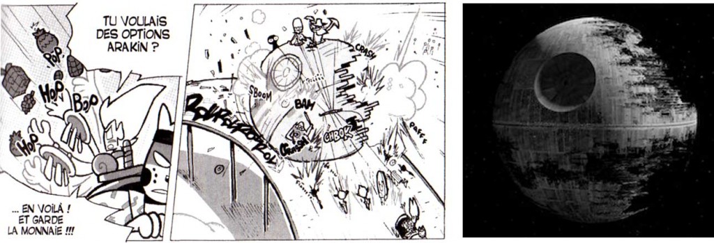 La forme du chariot évoque l'Etoile de la Mort de Star Wars (Dofus)