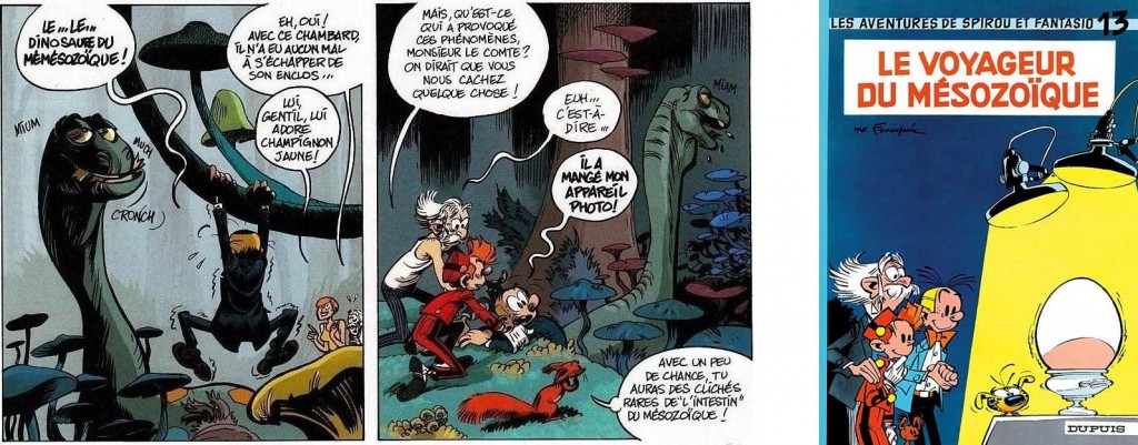 le dinosaure est tiré du tome 13 - Le Voyageur du Mésozoïque