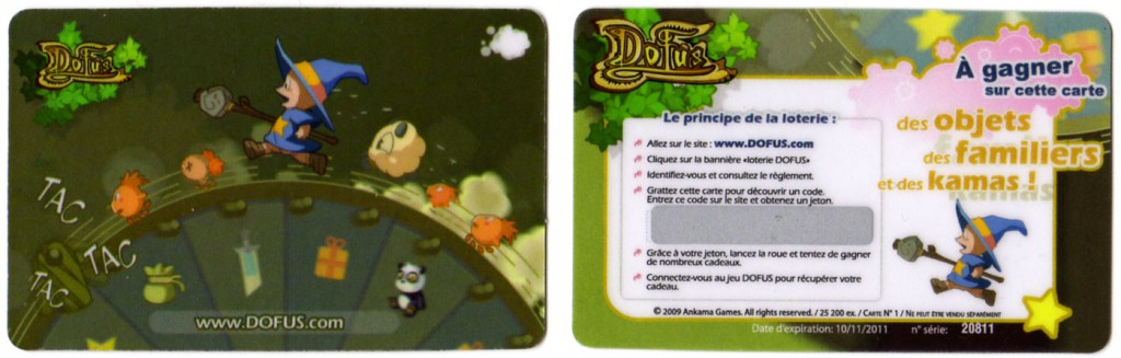 Carte de Loterie Dofus fournie avec le Tome 6 de Dofus