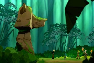 Statue d'un Lenald sur l'île des wabbits (Wakfu)