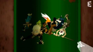 Durant la chute les personnages se transforment en SD (Wakfu)