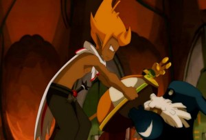 Tristepin rend sa couronne au Wa Wabbit (Wakfu)