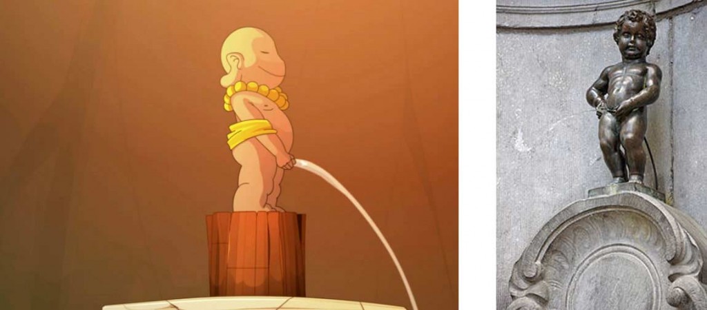 Cette statue est inspirée du Manneken-Pis (Wakfu)