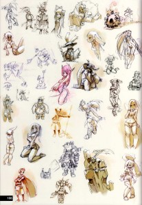 il y a plus de 20 croquis par page (Art book Xa Colors sur Wakfu et Dofus)