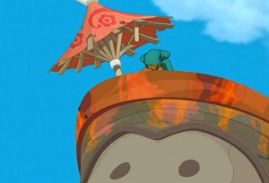 Le parasol de Yugo est une version grand format des parasol de cocktails 