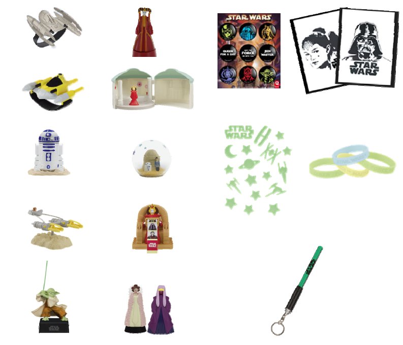 Image des jouets Quick / Star Wars avec la princesse Amidala, un droide, des vaisseaus spatiaux