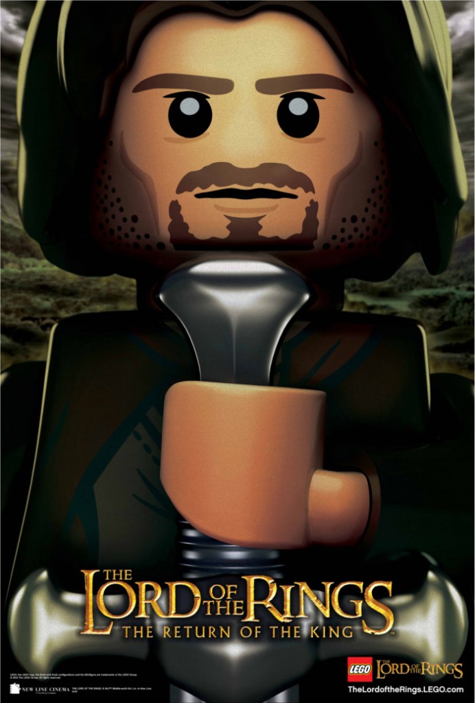 Aragorn en mode Lego tenant les restes d'Andùril (Seigneur des anneaux)