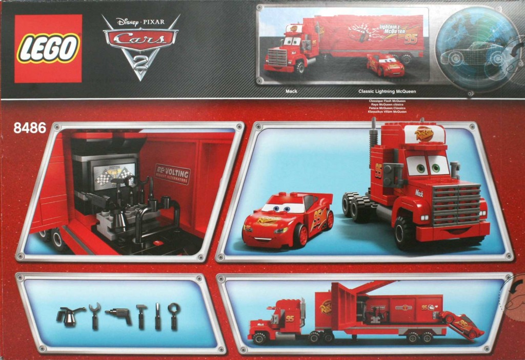 Vue de dos du Packaging Lego 8486 : Mack & Flash Mc Queen (Cars)