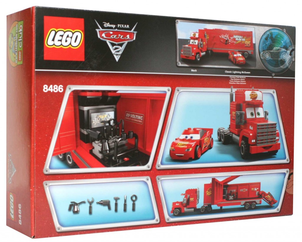 Dos du Packaging Lego 8486 : Mack & Flash Mc Queen (Cars)
