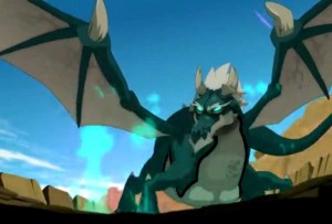 Faéris se transforme en dragon (Wakfu)