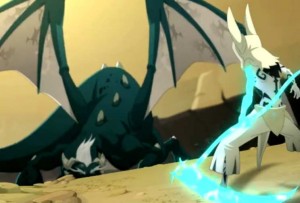 Faéris a du mal contre Qilby (Wakfu)