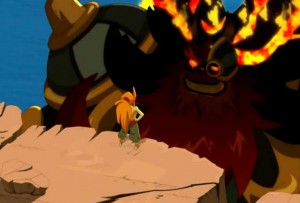 Goultard affronte Rushu (Wakfu)