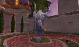 Statue d'Anthonidas, responsable du Kirin Tor lors de l'attaque du Fléau. Il a été tué par Arthas (Dalaran, World of Warcraft)