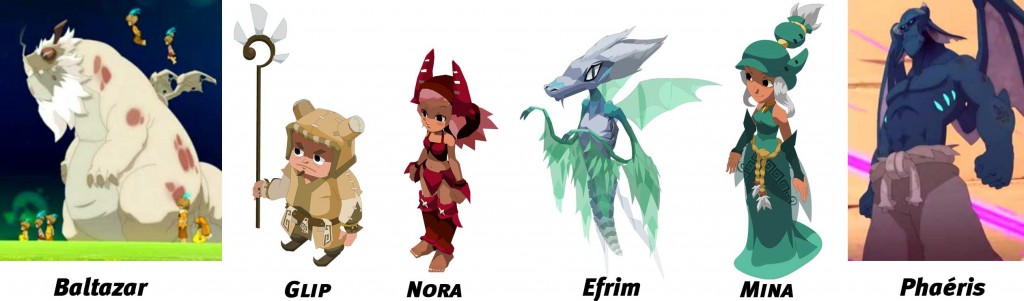 Baltazar, Glip, Nora, Efrim, Mina et Phaéris (Wakfu)