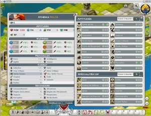 Il y a énormément de paramètres pour gérer son personnage (MMO Wakfu)